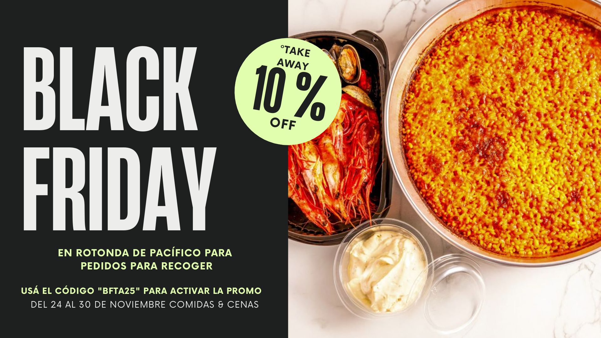 Descuento Black Friday del 10% en pedidos take away